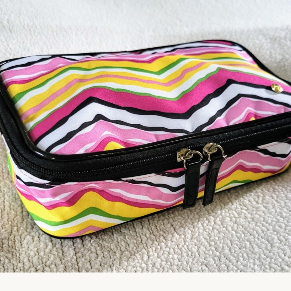 Stephanie Johnson Zigzag Chevron Cosmetic Case in Pink, Yellow & Green